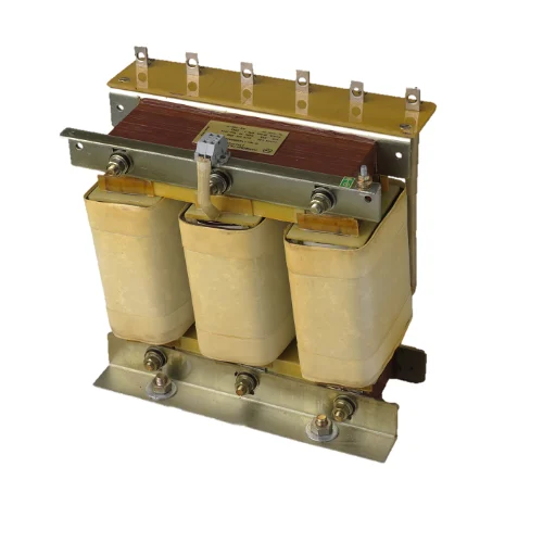 Three-phase series reactor with resin-cast coils and copper terminals
