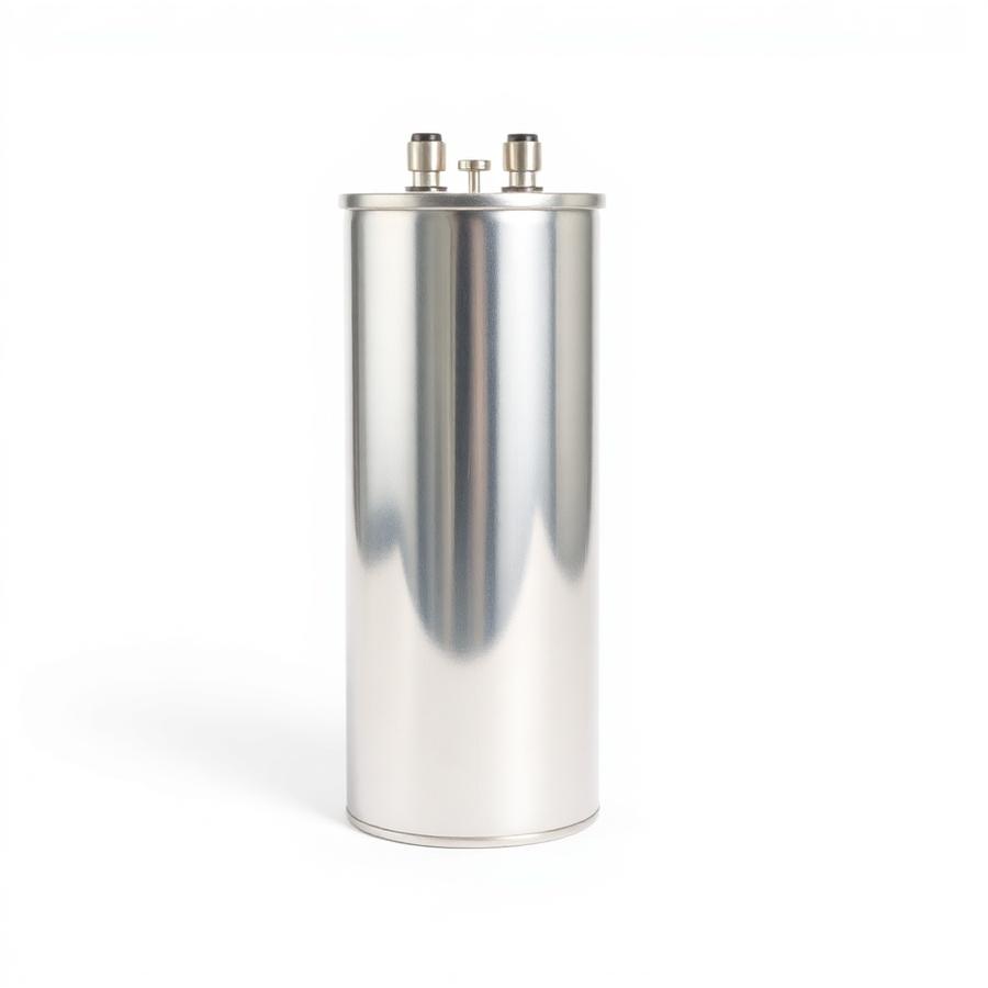 Cylindrical heavy duty power capacitor for industrial banks